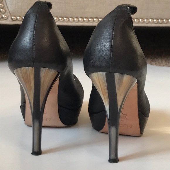 Gorgeous Heels - Black Leather Platform Heels Sz 39 - Picture 1 of 7